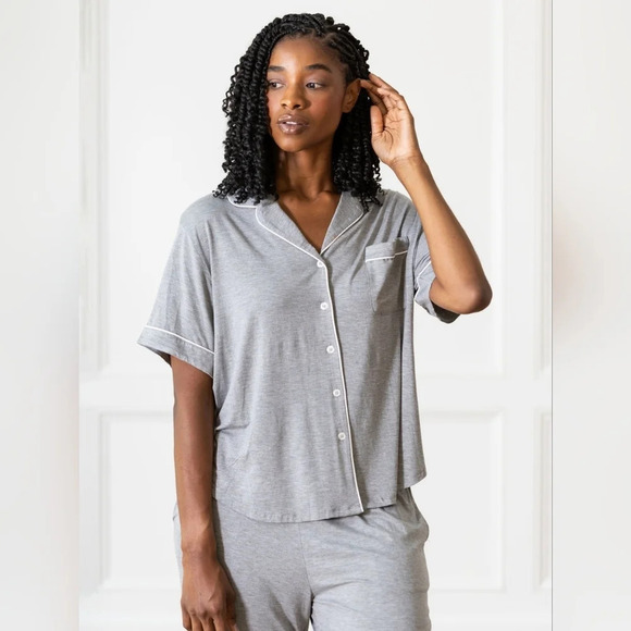 NEW Cozy Earth Women's Grey Bamboo Button Up Soft Shirt Pajama Top Size 3XL - Picture 1 of 7
